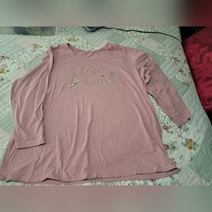 Catherine's size 2X 22/24 mauve long sleeve t-shirt Christmas themed